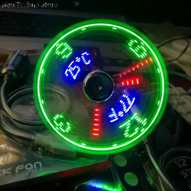 Mini USB Fan Portable with Real Time Clock & Temperature