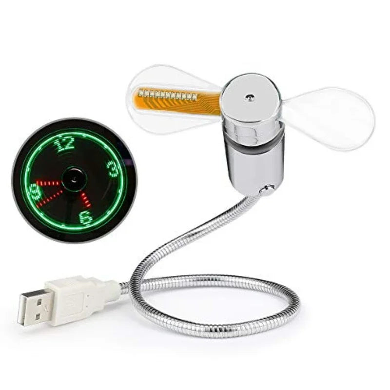 Mini USB Fan Portable with Real Time Clock & Temperature