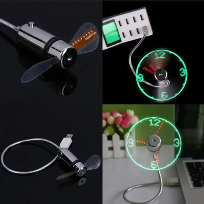 Mini USB Fan Portable with Real Time Clock & Temperature