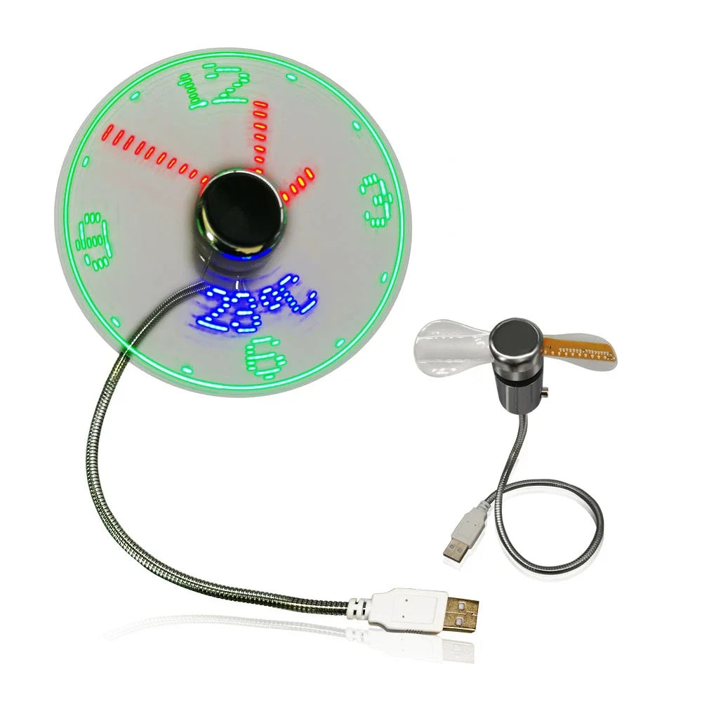 Mini USB Fan Portable with Real Time Clock & Temperature